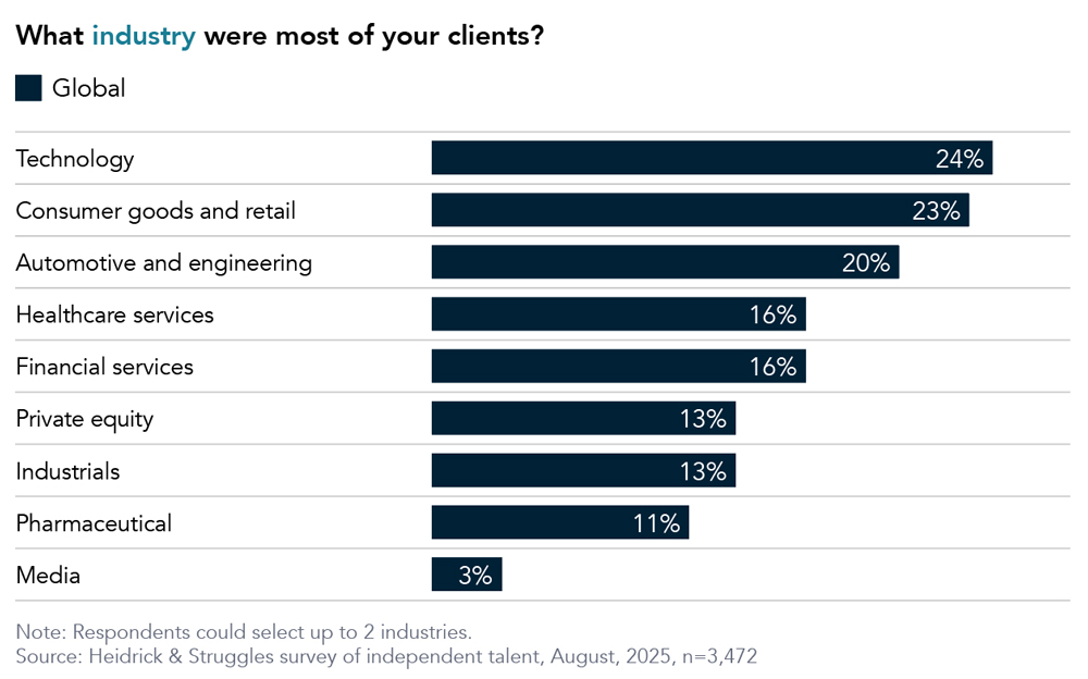 Chart displaying the industry of the clients.